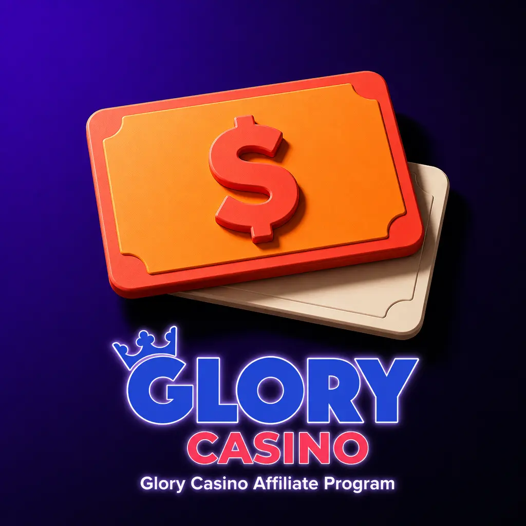 Glory Casino affiliate program dashboard showing revenue share earnings, referral tracking, and monthly payment stats