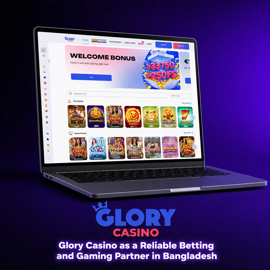 Glory Casino app for Android and iOS offering secure sports betting on cricket, football, tennis, and casino games in Bangladesh