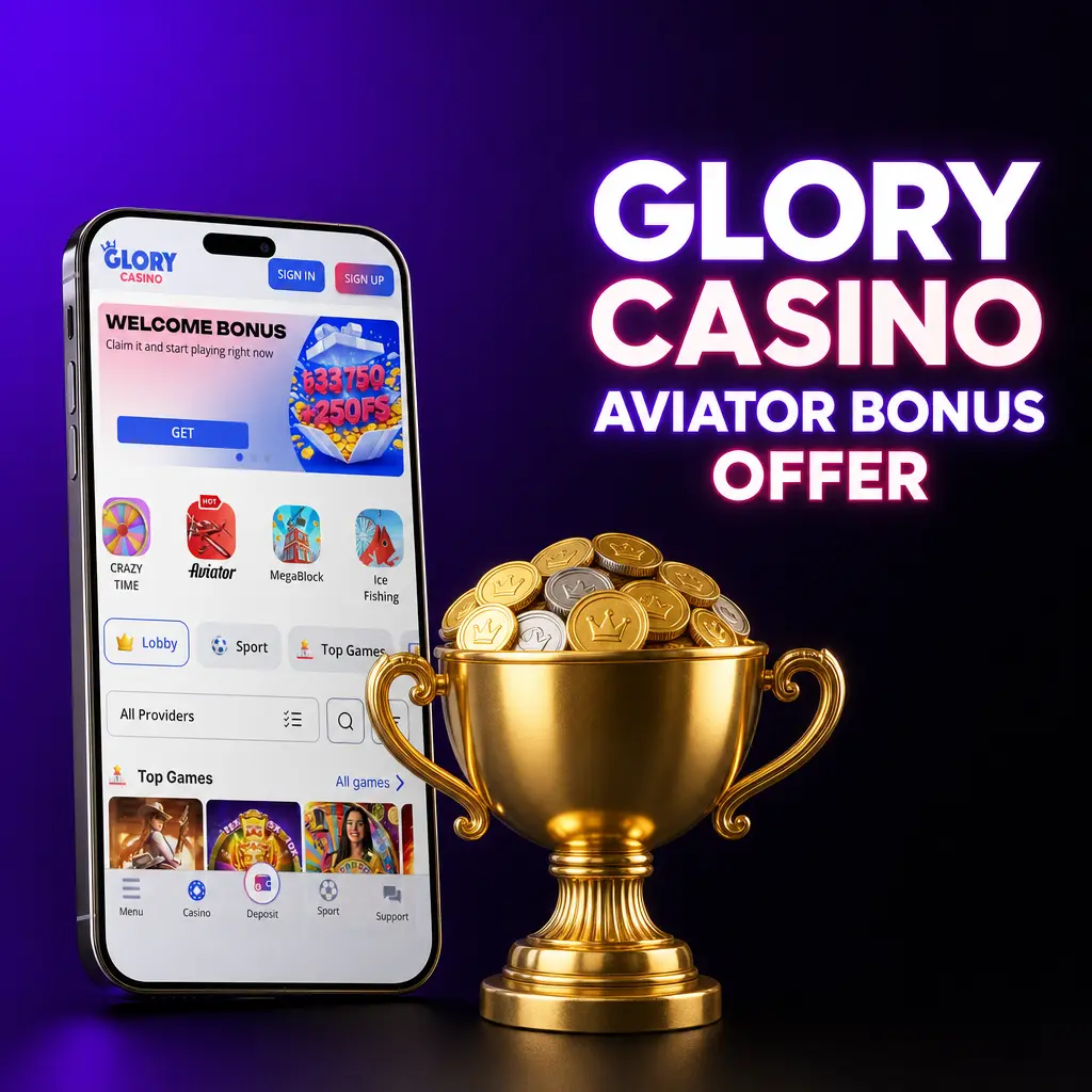 Glory Casino Aviator bonus: 125% deposit match up to 33,750 BDT plus 250 free spins for new accounts, min deposit 300 BDT