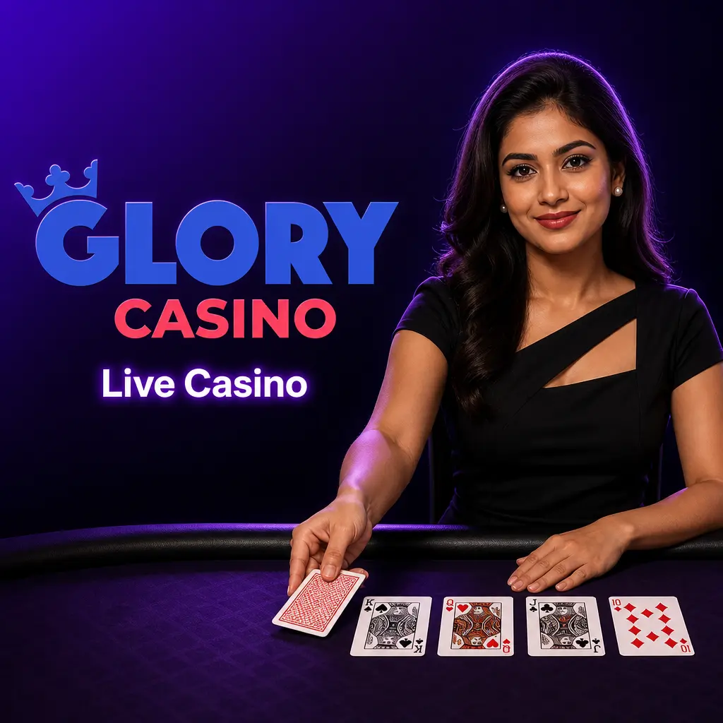 Glory Casino live dealer games: roulette, blackjack, baccarat, Teen Patti, and game shows like Crazy Time and Monopoly Live.
