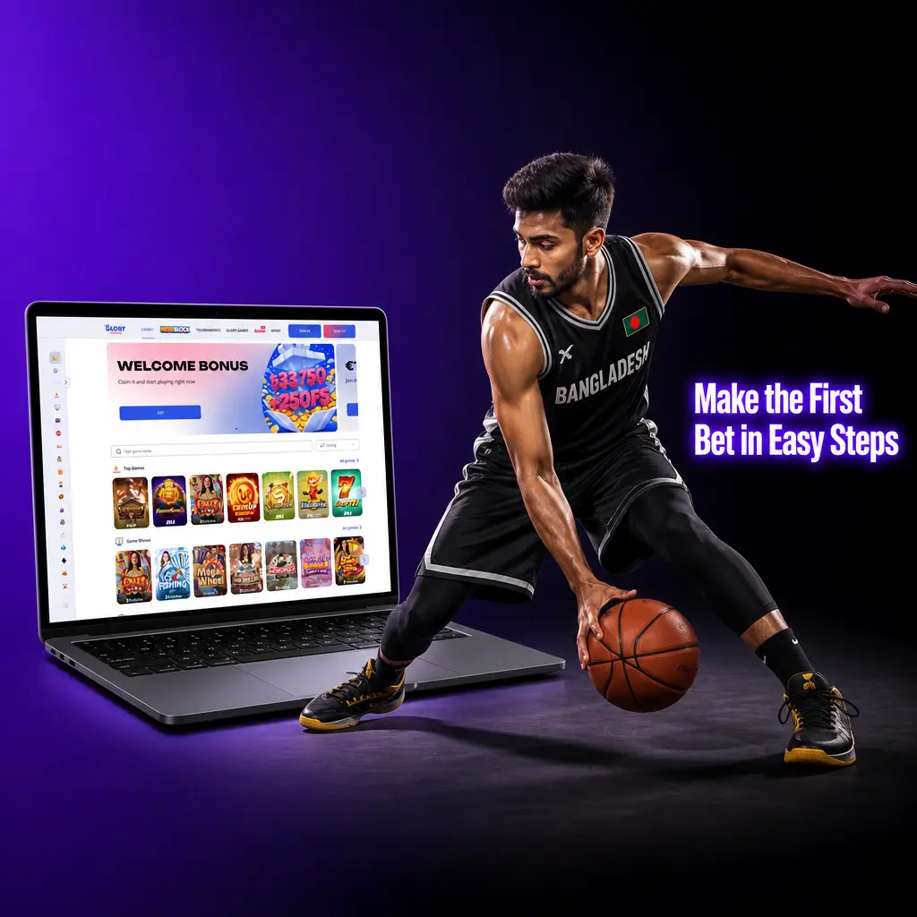 Step-by-step guide to placing your first bet on Glory Casino: select sport, choose match, enter stake, and confirm.