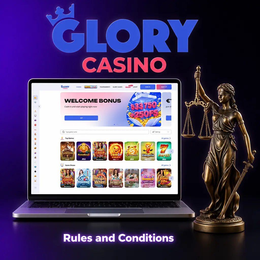 Glory Casino account rules: age limit, ID verification, wagering requirements, withdrawal times, and fixed currency policy.