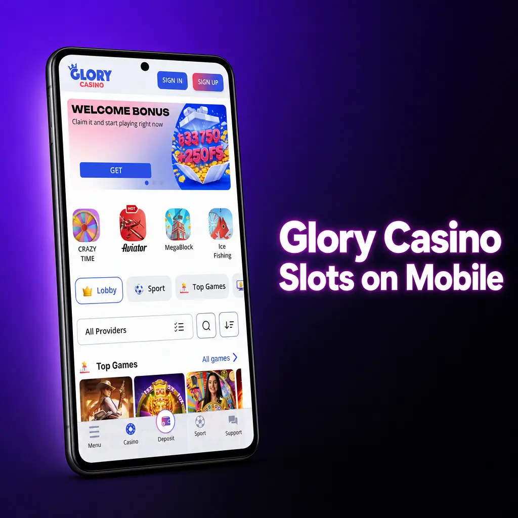 Glory Casino mobile app slots lobby screen showing quick loading, provider filters, and one-handed spin controls