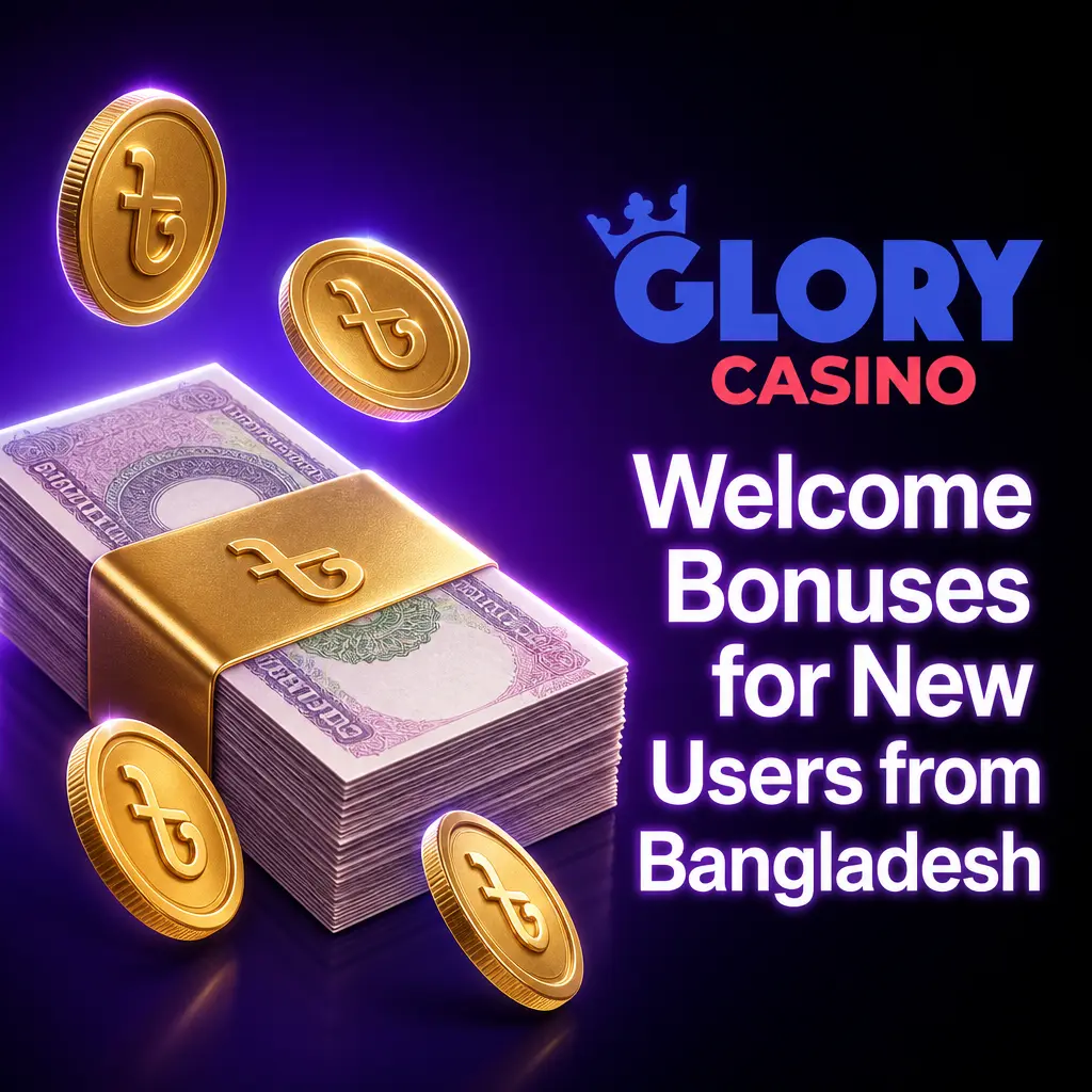 Glory Casino welcome bonus: 125% deposit match up to 33,750 BDT plus 250 free spins for new Bangladeshi players.