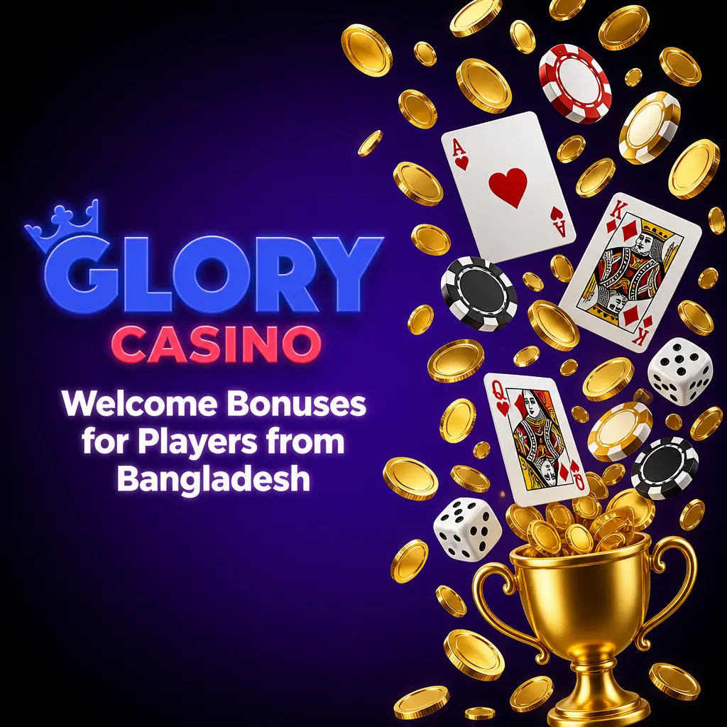 Glory Casino welcome bonus: 125% match up to 33,750 BDT plus 250 free spins over 3 deposits, 35x wagering on slots.