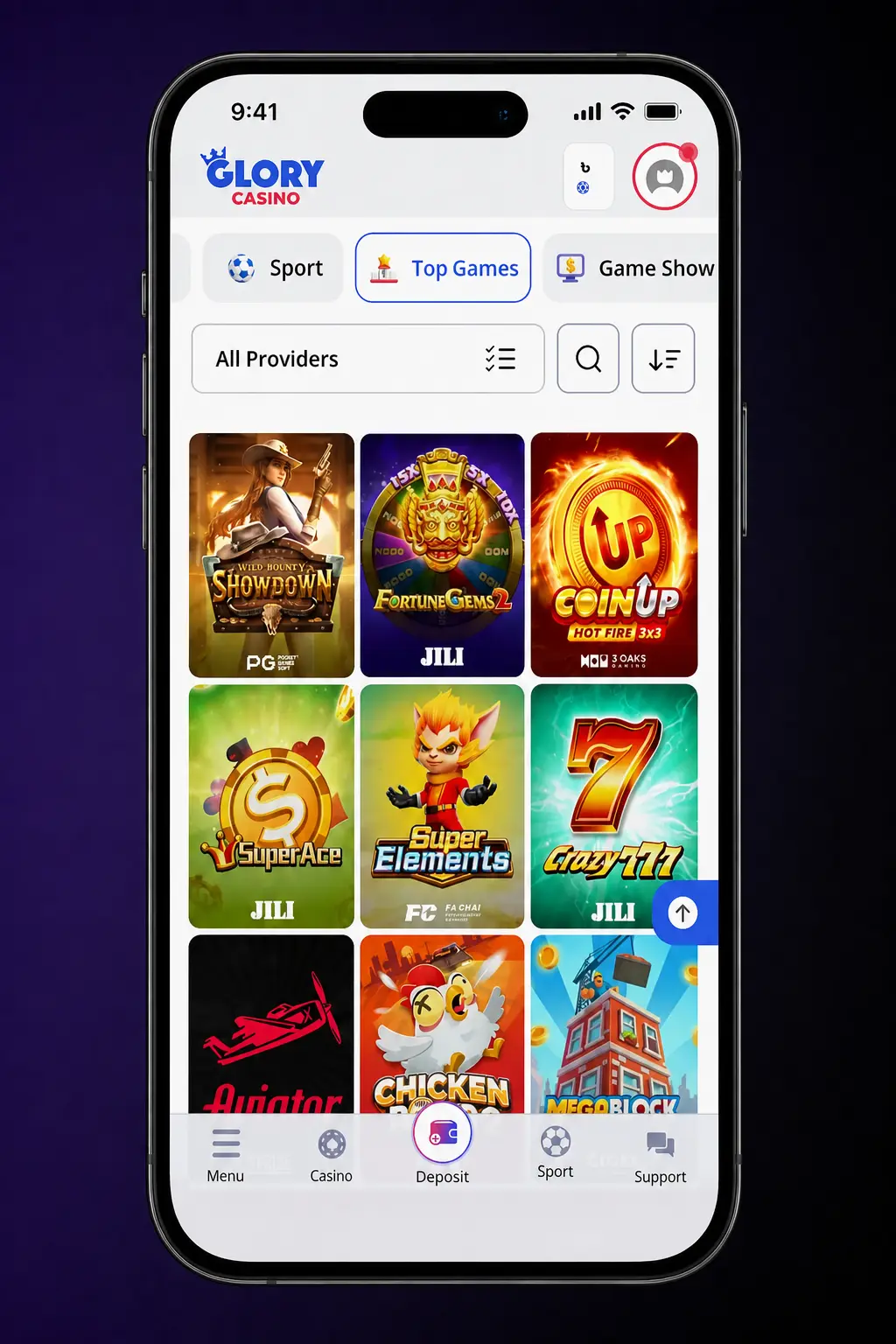 Step-by-step guide to login, select, and spin Glory Casino slots on desktop or mobile