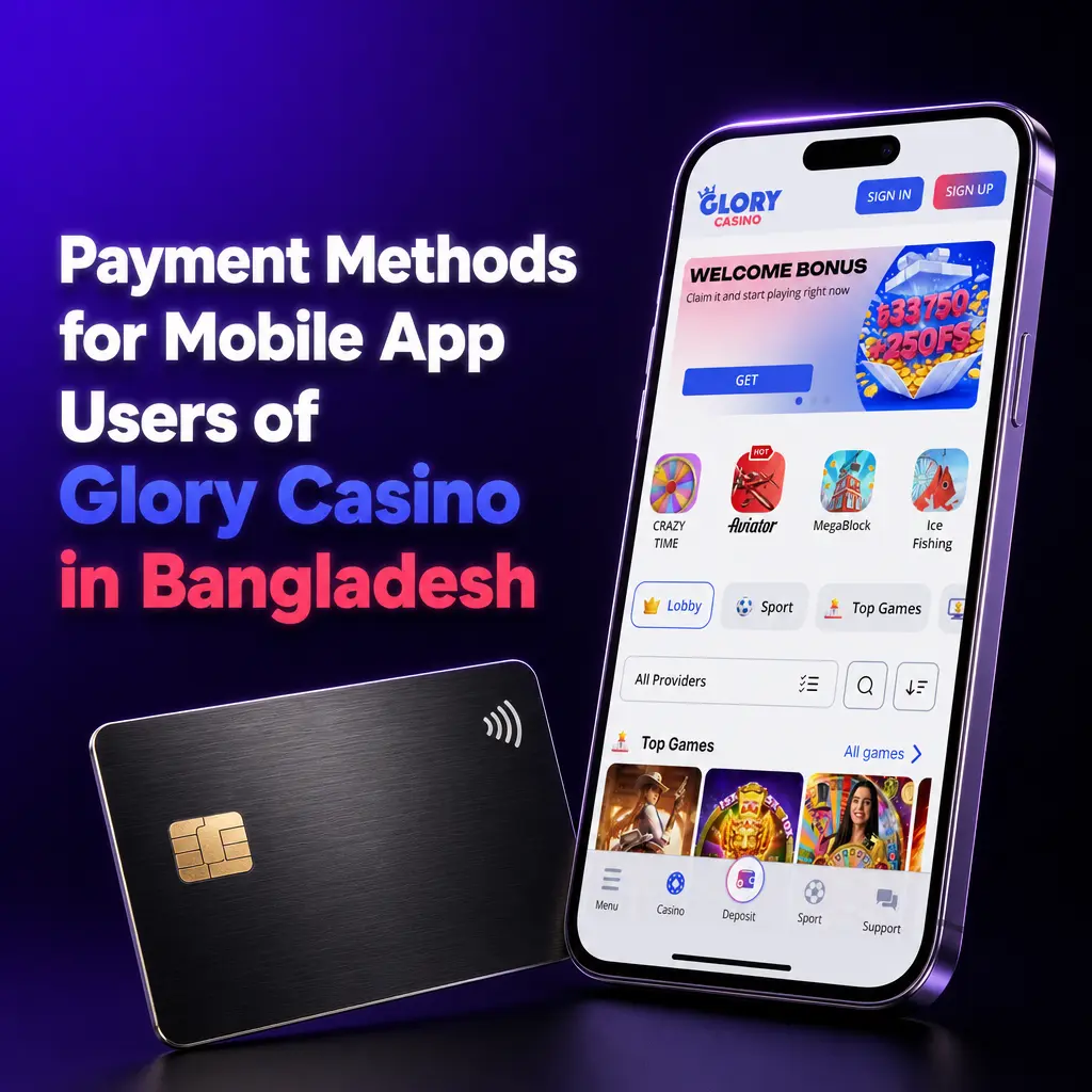 Glory Casino app payment methods in Bangladesh: bKash, Nagad, Rocket, Upay, Visa, Mastercard, USDT, bank transfer
