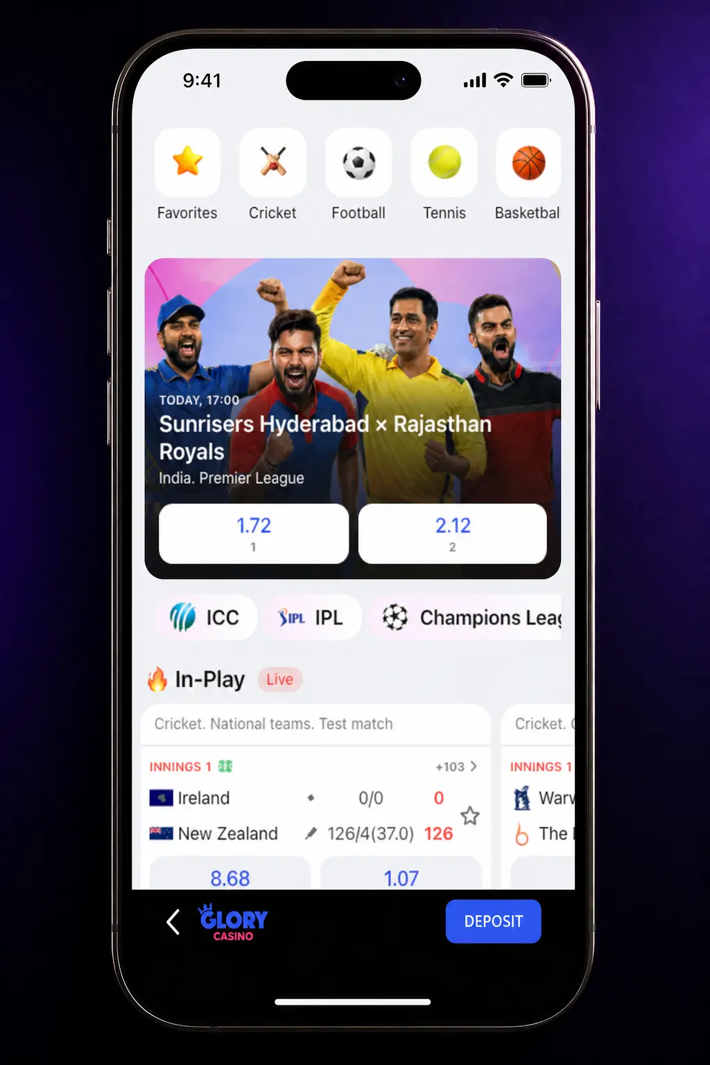 Step-by-step guide to placing a first bet in the Glory Casino app, from sportsbook selection to bet slip confirmation.