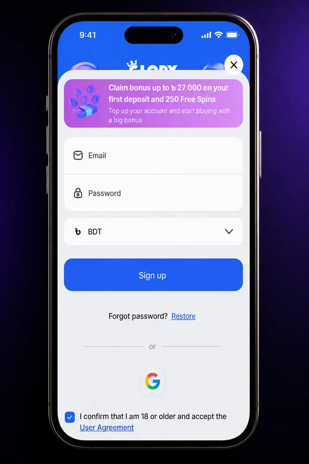 Step-by-step guide to placing your first sports bet in the Glory Casino app